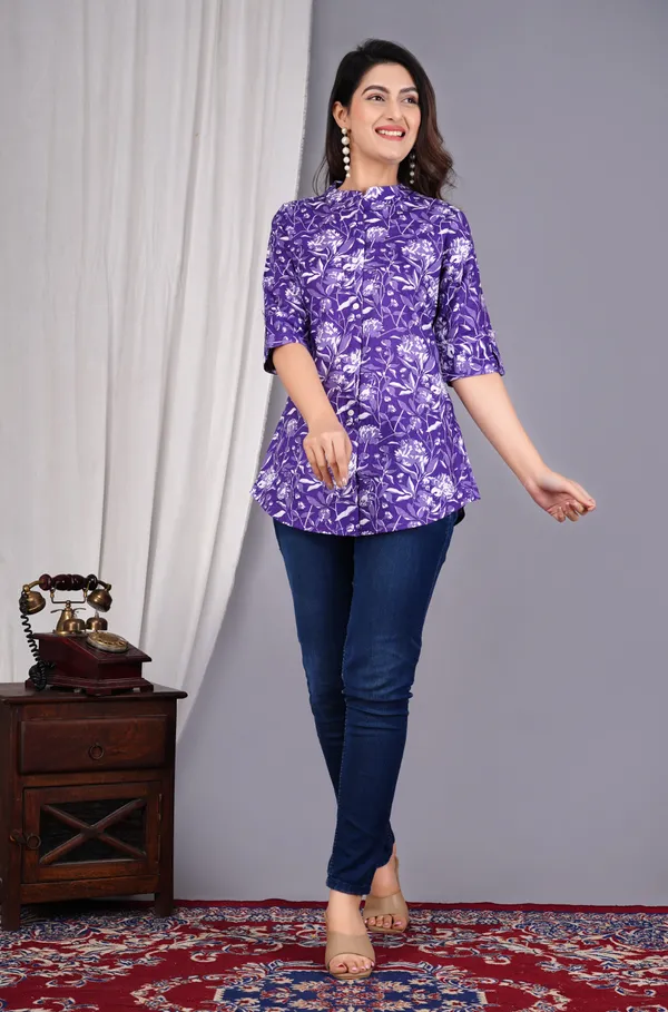 Purple_Printed_Button_Down_Top_For_Women