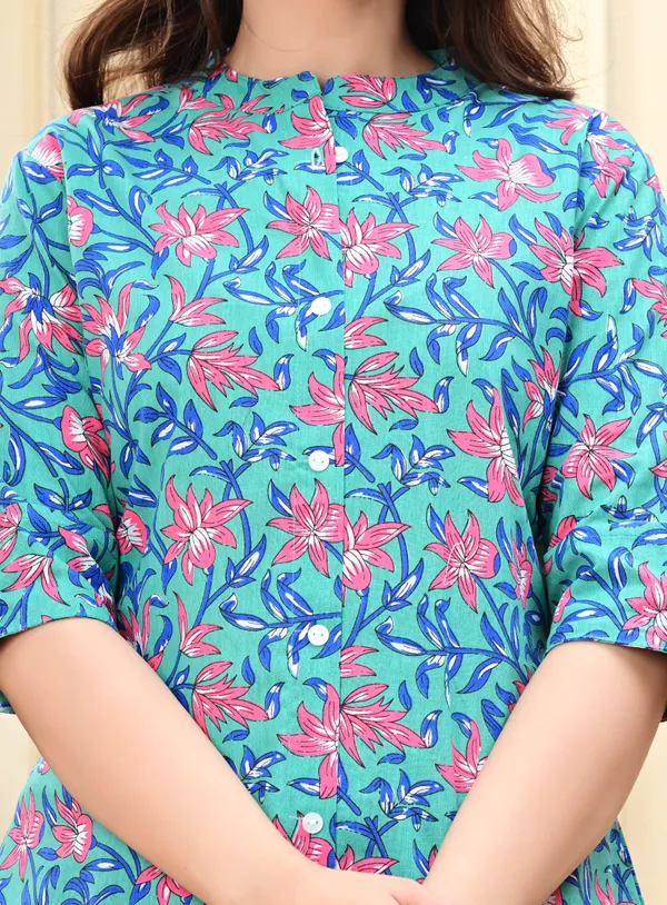 Green_Printed_Button_Down_Top_For_Women