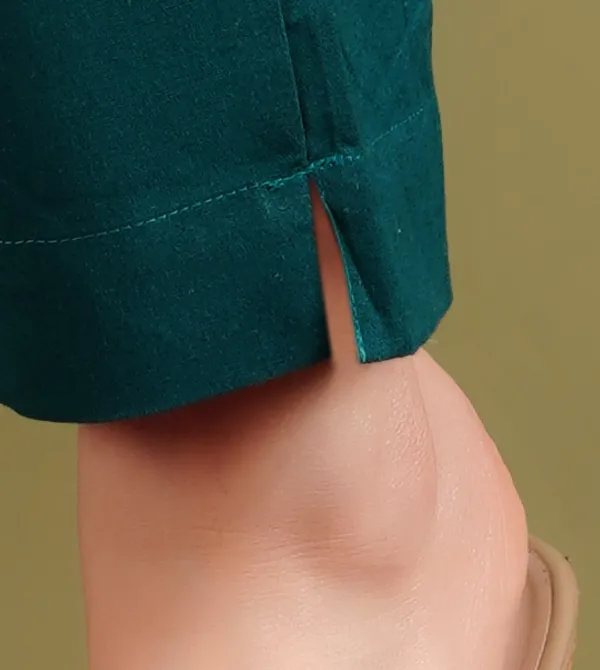 Olive_Green_Cotton_Elastic_Mid_Waist_band_Women_Trouser
