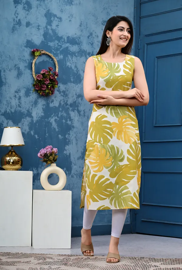 Floral_Print_Green_Sleeveless_Kurti_for_Women