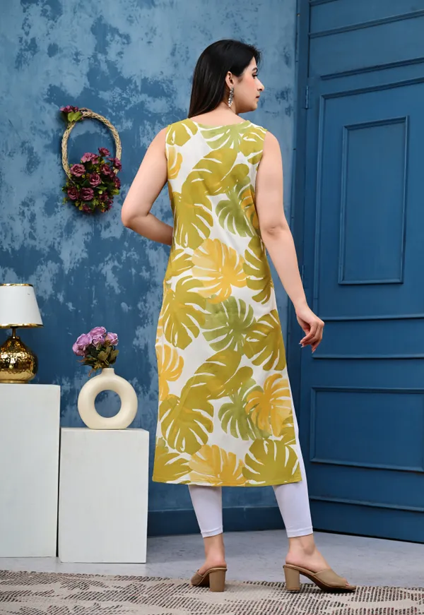 Floral_Print_Green_Sleeveless_Kurti_for_Women