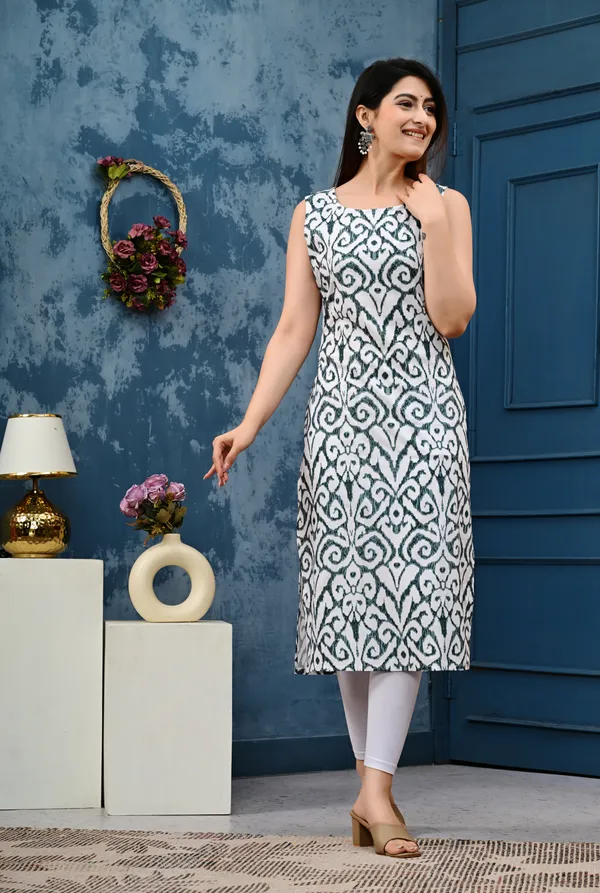 Floral_Print_Grey_Sleeveless_Kurti_for_Women