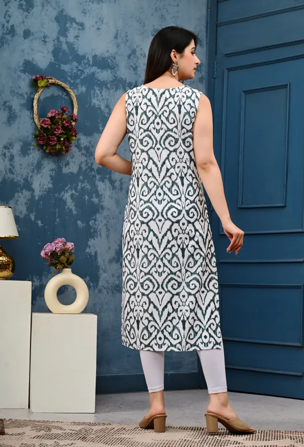 Floral_Print_Grey_Sleeveless_Kurti_for_Women