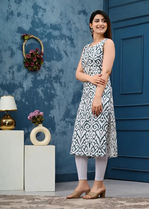 Floral_Print_Grey_Sleeveless_Kurti_for_Women
