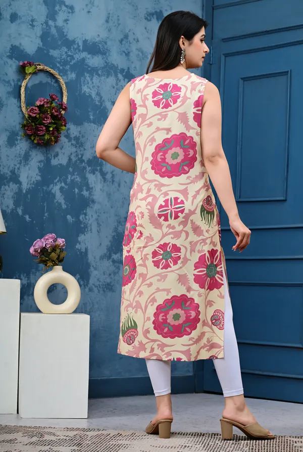 Floral_Print_Maroon_Sleeveless_Kurti_for_Women