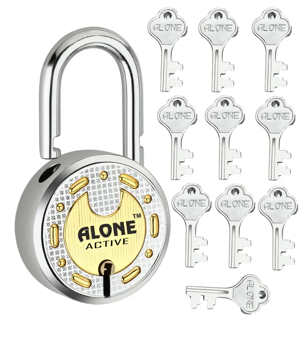 Alone_Locks_65mm_10_Keys_Padlock_|_Steel_Body_Double_Locking_8_Levers_|_Lock_and_Keys_for_Home_Door_Gate_Shop_Shutter_Lock_|_Padlock_Chrome_Finish_Rust_Proof_(Pack_of_1)