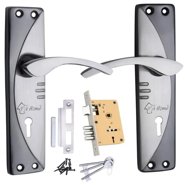 Pack_of_1_Mortice_Door_Handle_Set_with_Lock_|_Black_Silver_Finish_|_6_Lever_Technology_Double_Stage_Lockset_for_Door,_Bathroom,_Bedroom,_Living_Room_with_3_Keys_|_7"_K.Y._Moon