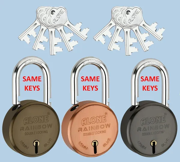 Pack_of_3_Multicolor_Locks_65Mm_10_Same_Keys_With_3_Padlocks_Common_Key_Double_Locking_8_Levers_Lock_And_Keys_For_Home_Door_Gate_Shop_Shutter_Padlock_Antique_Finish_Rust_Proof