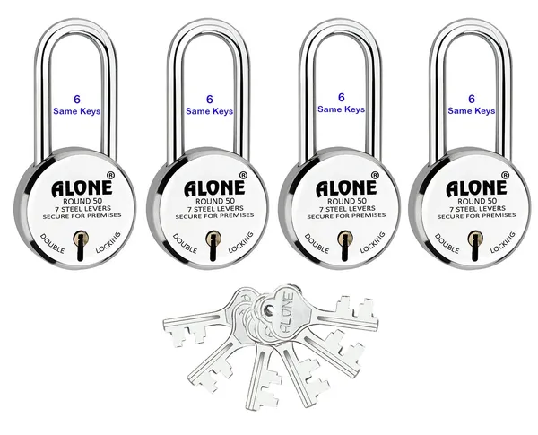 Pack_of_4_Silver_Round_Padlock_50mm_4_Padlocks_6_Same_Keys,_Long_Shackle_Double_Locking_Padlocks_For_Home_Door_Grill_Gate_Shop_Shutter,_Chrome_Finish_Rust_Free