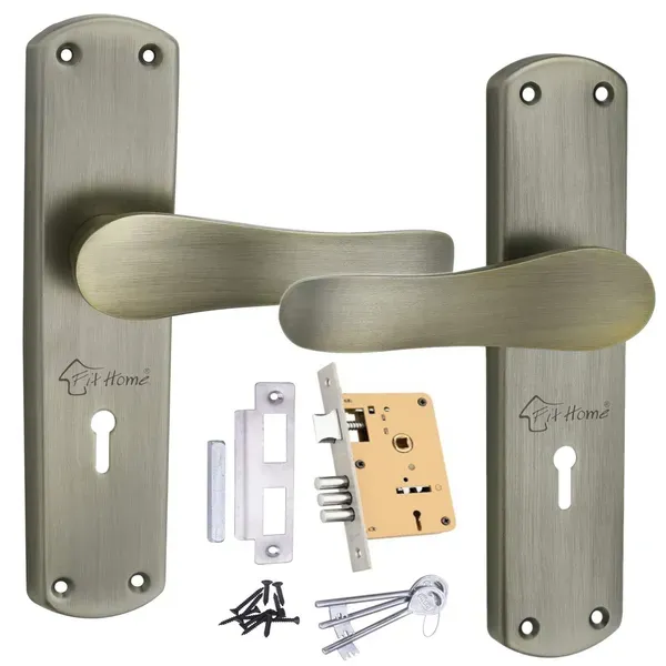 Pack_of_4_Mortice_Door_Handle_Set_with_Lock_Body_|_Brass_Antique_Finish_|_7_Levers_Technology_Double_Stage_Lockset_for_Door,_Bathroom,_Bedroom,_Living_Room_with_3_Keys_|_8"_K.Y._Moto