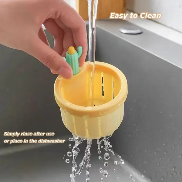Green_Kitchen_Sink_Drain_Strainer_Creative_Cactus_Sink_Drain_Strainer_Removable_Sink_Drain_Strainer_With_Openable_Bottom,_One_Button_To_Release_Universal_Sink_Drain_Strainer