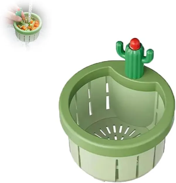 Green_Kitchen_Sink_Drain_Strainer_Creative_Cactus_Sink_Drain_Strainer_Removable_Sink_Drain_Strainer_With_Openable_Bottom,_One_Button_To_Release_Universal_Sink_Drain_Strainer
