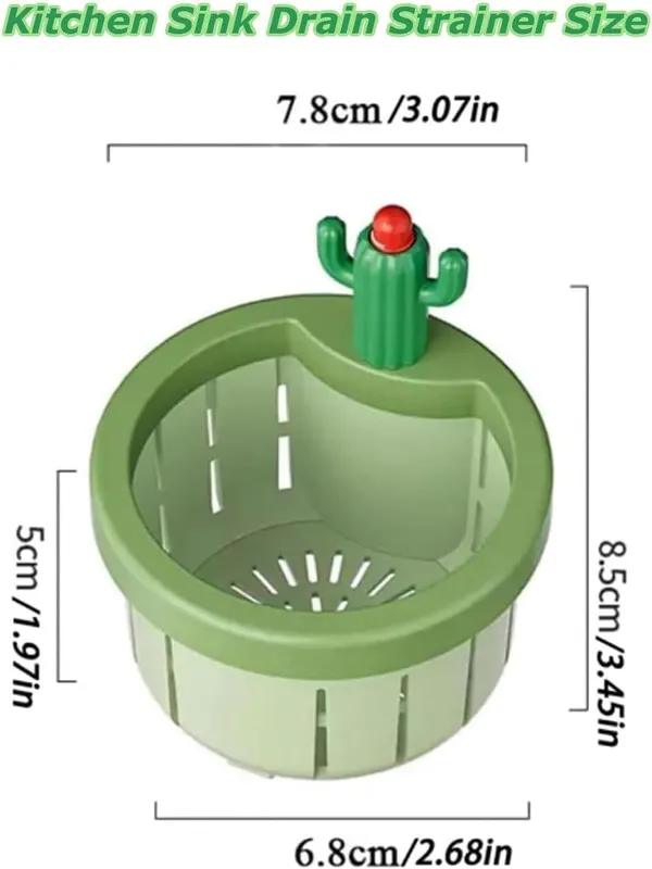 Green_Kitchen_Sink_Drain_Strainer_Creative_Cactus_Sink_Drain_Strainer_Removable_Sink_Drain_Strainer_With_Openable_Bottom,_One_Button_To_Release_Universal_Sink_Drain_Strainer