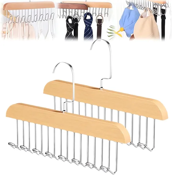 Multicolor_Wooden_8_Hook_Hanger_Anti-Slip_Multi_Hook_Coat_Rack,_Multifunctional_Storage_Hangers_With_8_Hooks_360_Degree_Swivel_Wooden_Belt_Hanger_For_Home_Closet_Clothing_Storage_Hanger