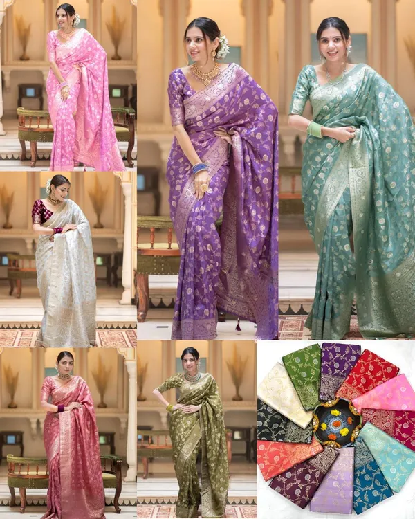 Mint_Green_Banarasi_Saree_New_Collection_for_Women_|_Latest_Design_Pattu_Party_Wear_Sadi_With_Blouse_Piece_|_Stylish_Wedding_Saree_Trending_Two_Tone_Rich_Pallu_Sari_|_Soft_Lichi_Silk_Saree