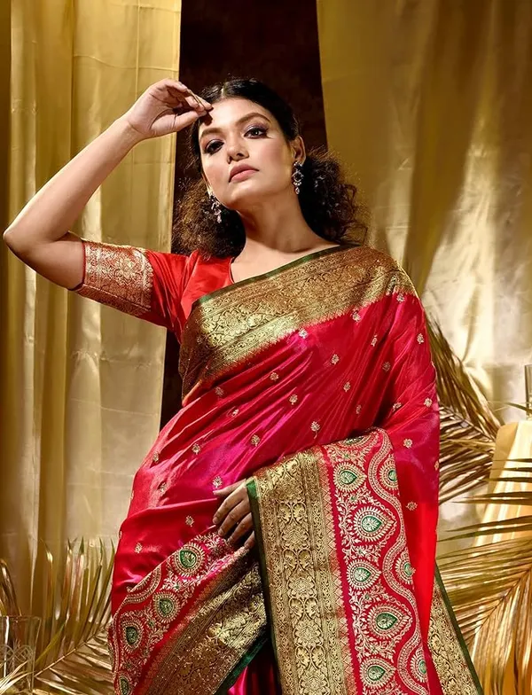 Trending_Red_Soft_Lichi_Silk_Kanjivaram_Saree_with_Rich_Zari_Woven_Design_|_Pattu_Party_Wear_Sadi_with_Blouse_Piece