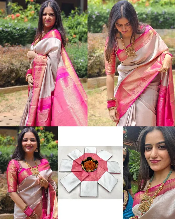 Silver_Pink_Border_Soft_Lichi_Silk_Saree_New_Collection_|_Latest_Design_Pattu_Party_Wear_Sadi_With_Blouse_Piece_Trending_Wedding_Saree_-_Lichi_Silk