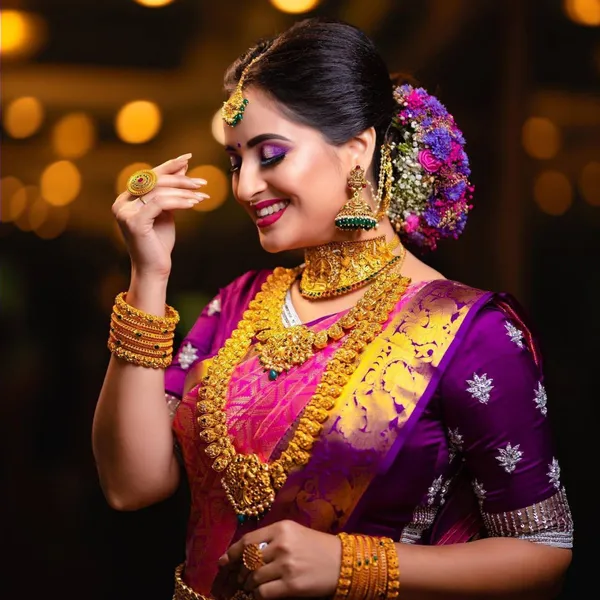 Premium_Pink_Kanjivaram_Style_Lichi_Silk_Saree_|_Wedding_&_Party_Wear_Designer_Sadi_with_Contrast_Purple_Blouse_Piece_|_Ficshop_New_Saree_Collection_Soft_Silk_Fabric