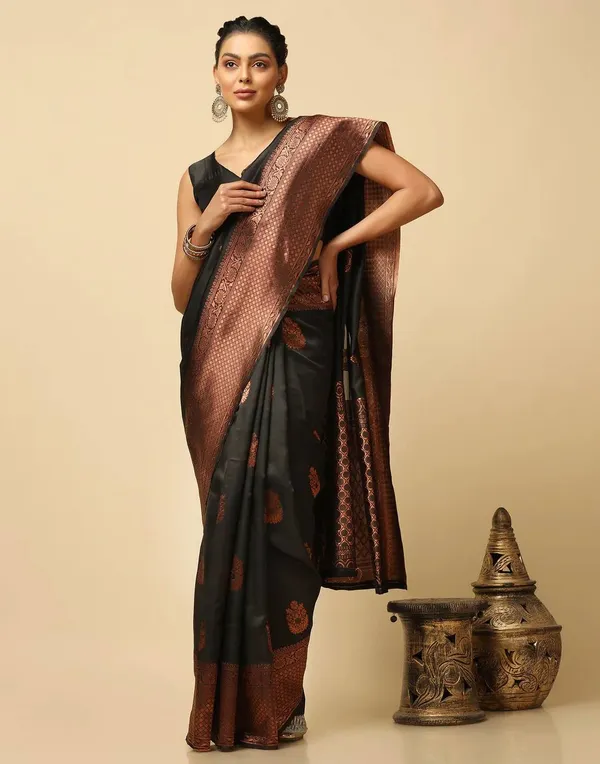 Black_Banarasi_Silk_Saree_New_Collection_|_Premium_Quality_Fabric_|_Latest_Design_Pattu_Party_Wear_Saree_With_Blouse_Piece_|_Trending_Wedding_Sari_|_Soft_Lichi_Silk_Saree