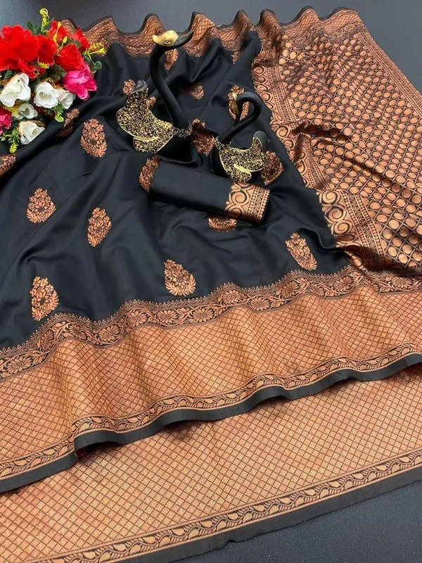 Black_Banarasi_Silk_Saree_New_Collection_|_Premium_Quality_Fabric_|_Latest_Design_Pattu_Party_Wear_Saree_With_Blouse_Piece_|_Trending_Wedding_Sari_|_Soft_Lichi_Silk_Saree