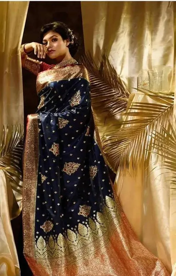 Trending_Navy_Blue_Soft_Lichi_Silk_Kanjivaram_Sadi_with_Jacquard_Pallu_�_Latest_Design_Partywear_Wedding_Sari_with_Blouse_Piece
