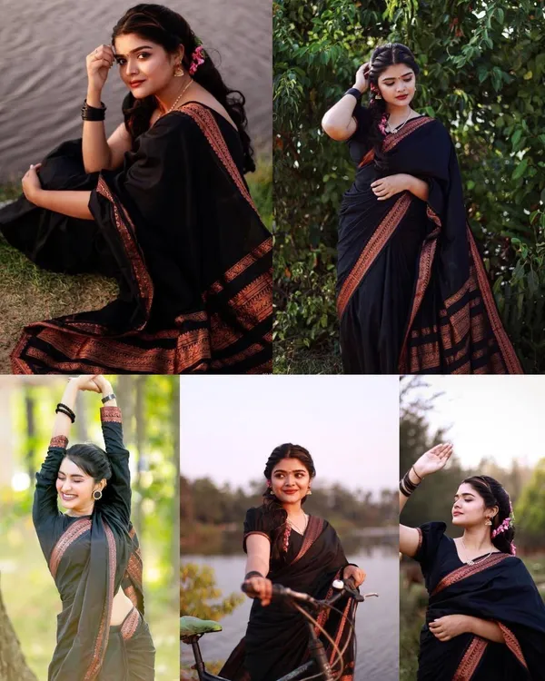 Black_Kanjivaram_Pattu_Party_Wear_Sadi_with_Blouse_Piece_�_Latest_Design_Two_Tone_Wedding_Sari_in_Soft_Lichi_Silk