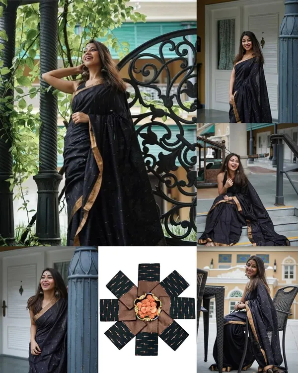 Black_Saree_Premium_Quality_Fabric_Latest_Design_Party_Wear_Saree_With_Blouse_Piece_|_Saree_New_Collection_|_Cotton_Slub_Fabric