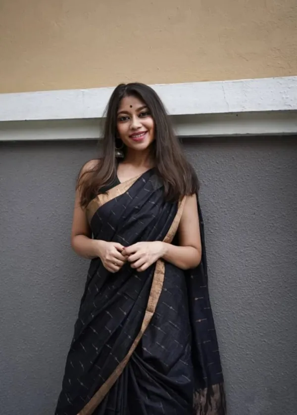 Black_Saree_Premium_Quality_Fabric_Latest_Design_Party_Wear_Saree_With_Blouse_Piece_|_Saree_New_Collection_|_Cotton_Slub_Fabric