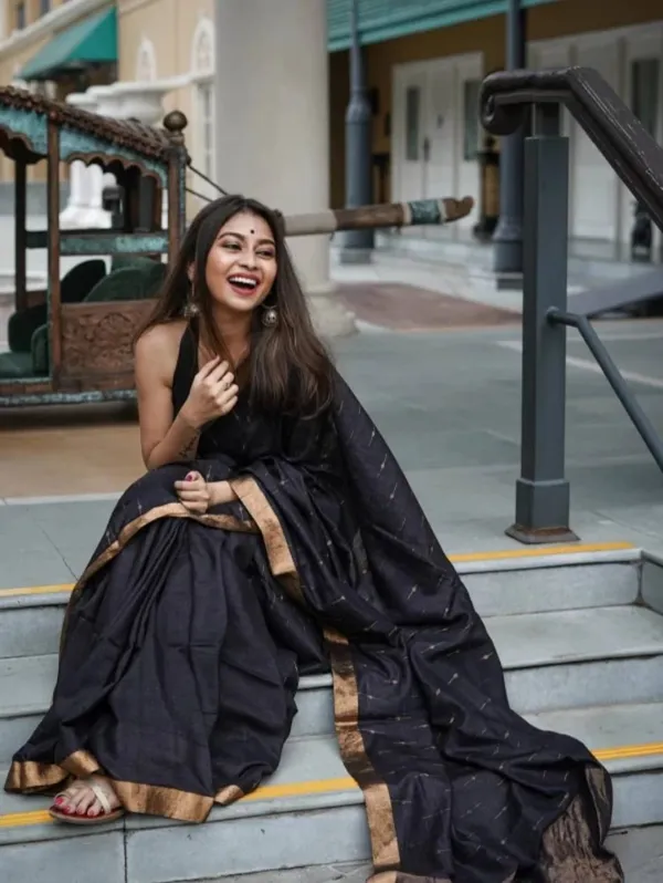 Black_Saree_Premium_Quality_Fabric_Latest_Design_Party_Wear_Saree_With_Blouse_Piece_|_Saree_New_Collection_|_Cotton_Slub_Fabric