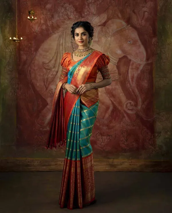 Teal_Premium_Quality_Lichi_Silk_Saree_New_Collection_|_Latest_Design_Pattu_Party_Wear_Saree_With_Blouse_Piece_|_Wedding_&_Partywear_Trending_Dual_Tone_Saree_|_Ficshop_Designer_Fabric