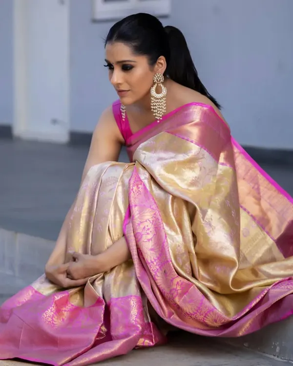 Beige_Banarasi_Lichi_Silk_Saree_New_Collection_|_Premium_Quality_Fabric_Saree_with_Pink_Blouse_Piece_|_Latest_Designer_Party_Wear_Saree_|_Traditional_Wedding_Pattu_Sari_by_Ficshop