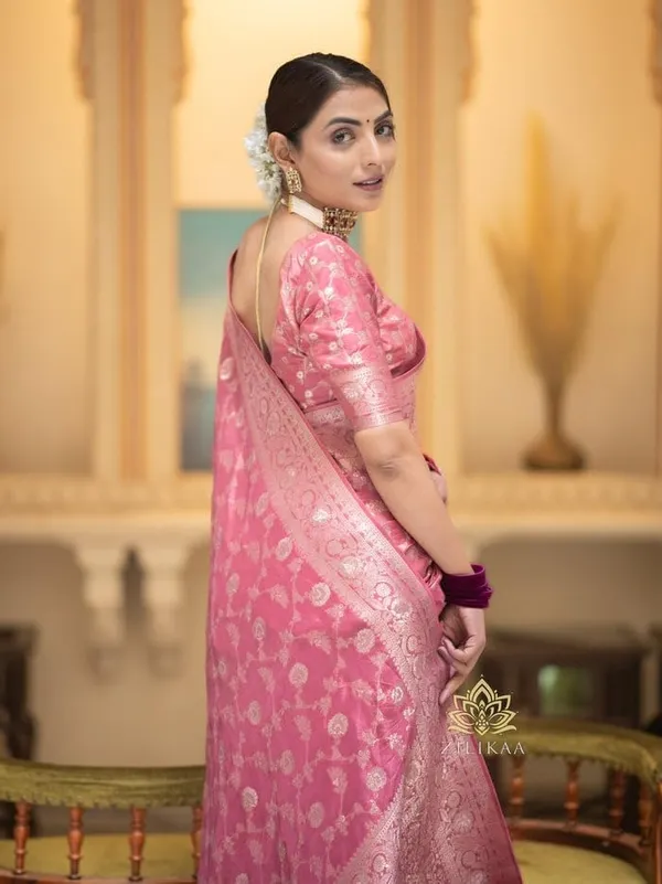 Peach_Pink_Banarasi_Saree_New_Collection_�_Latest_Design_Pattu_Party_Wear_Sadi_with_Heavy_Brocade_Blouse_�_Rich_Pallu_Wedding_Sari_�_Soft_Lichi_Silk_Saree