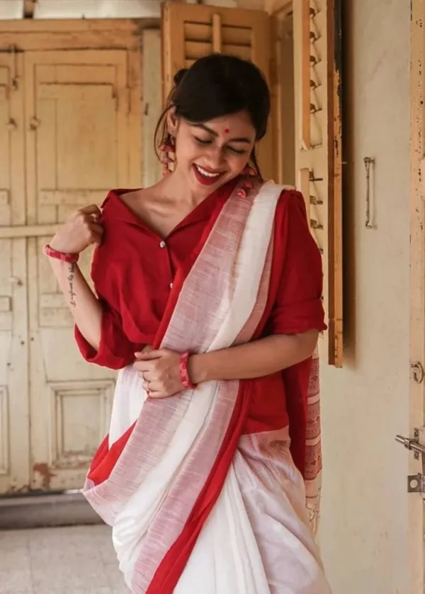 White_Red_Saree_-_Premium_Quality_Fabric_Soft_Lilan_Slab_Saree_New_Collection_|_Latest_Design_Party_Wear_Saree_with_Rich_Pallu_&_Running_Blouse_Piece