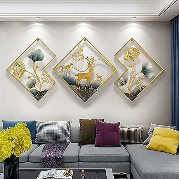 Set_Of_3___Deer_Frame_Metal_Wall_Art_|_Useful_For_Home_Decoration_Art_Piece