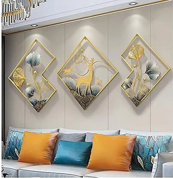 Set_Of_3___Deer_Frame_Metal_Wall_Art_|_Useful_For_Home_Decoration_Art_Piece