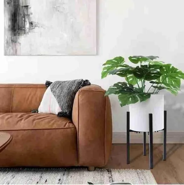 White_Modern_Metal_Floor_Flower_Stands_Planter