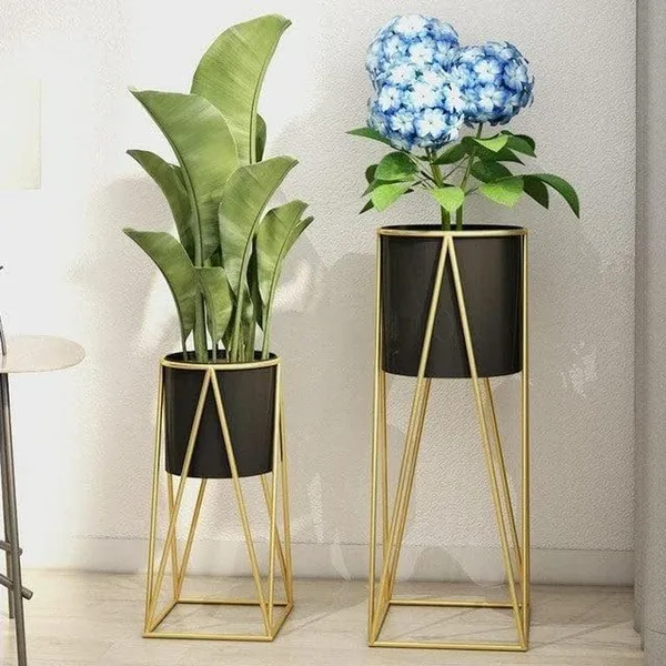 Set_Of_2_Black_Metal__Flower_Stands_Planter_For_Living_Room_&_Bedroom_|_Tall_Indoor_Plant_Stand__With_Planter_Pot