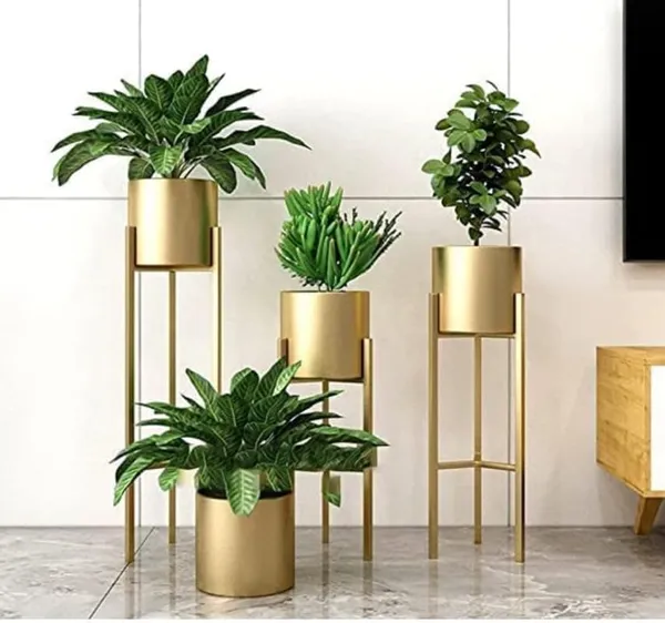 Set_Of_3_Gold_Metal__Flower_Stands_Planter_For_Living_Room_&_Bedroom_|_Tall_Indoor_Plant_Stand__With_Planter_Pot