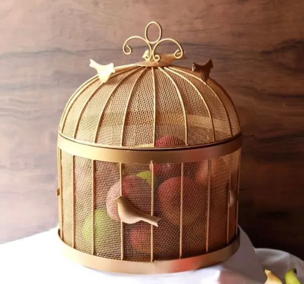 Brown_Fruit_Basket_With_Mesh_(Jaali)_&_Lid_Countertop_Ideal_For_Storing_Fruits,_Vegetables_(Size_-_10X10X13_Inches)