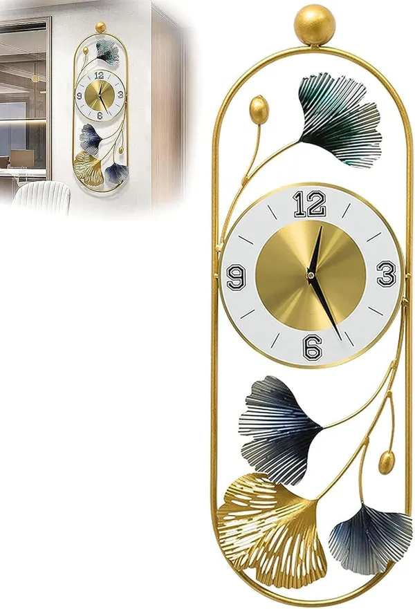 Decorative_Wall_Clock_Metal_Wall_Clock,_Gingko_Leaf_Wall_Clock_Big_Size,_Big_Wall_Clock_for_Living_Room_Watch_Wall_Clock,_Wall_Decoration_Items_for_Living_Room/Bedroom/Office/Hall