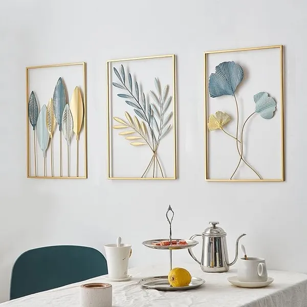Set_Of_3_Golden_Metal_Leaf_Wall_Hanging_Decoration|_Useful_For_Home_Decoration_Art_Piece