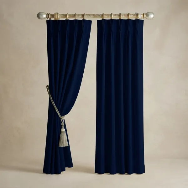 Pack_Of_2_Navy_Blue_Triple_Wave_Energy_Sufficient_Polyester_Pinch_Pleated_Curtains_For_Home_Decor