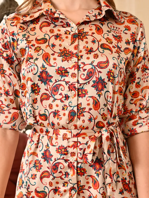 Cream_Polyester_Elegant_Floral_Paisley_Long_Sleeves_Shirt_With_Trousers_Co-Ords_For_Women_&_Girls