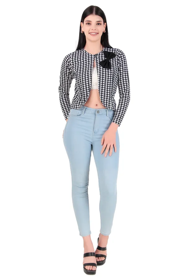 Black_Polycotton_Colourblocked_Crop_Shrug_For_Women_&_Girls