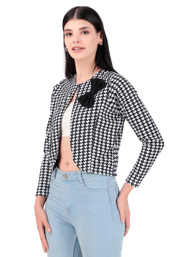 Black_Polycotton_Colourblocked_Crop_Shrug_For_Women_&_Girls