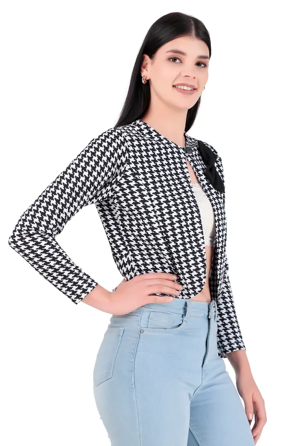 Black_Polycotton_Colourblocked_Crop_Shrug_For_Women_&_Girls