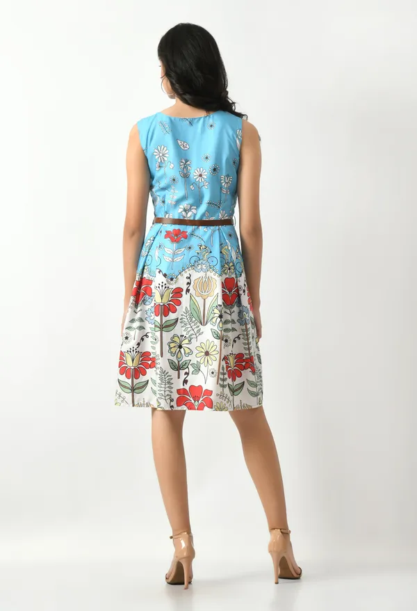 Blue_Crepe_Floral_Fit_And_Flare_Sleeveless_Dress_For_Women