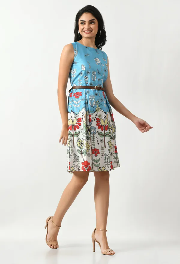 Blue_Crepe_Floral_Fit_And_Flare_Sleeveless_Dress_For_Women