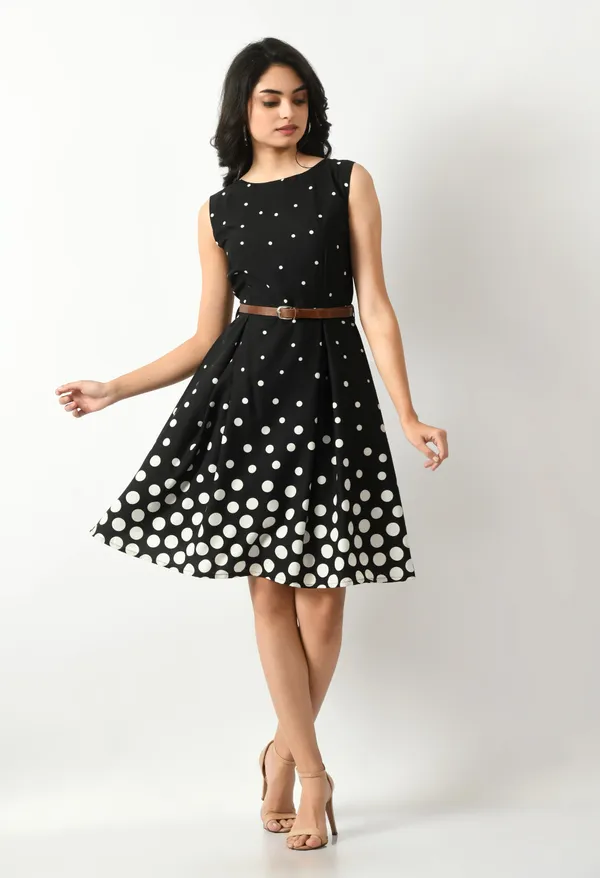 Black_Crepe_Polka-Dot_Fit_And_Flare_Sleeveless_Dress_For_Women