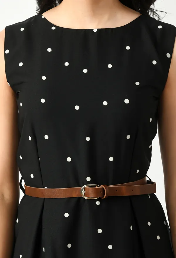 Black_Crepe_Polka-Dot_Fit_And_Flare_Sleeveless_Dress_For_Women